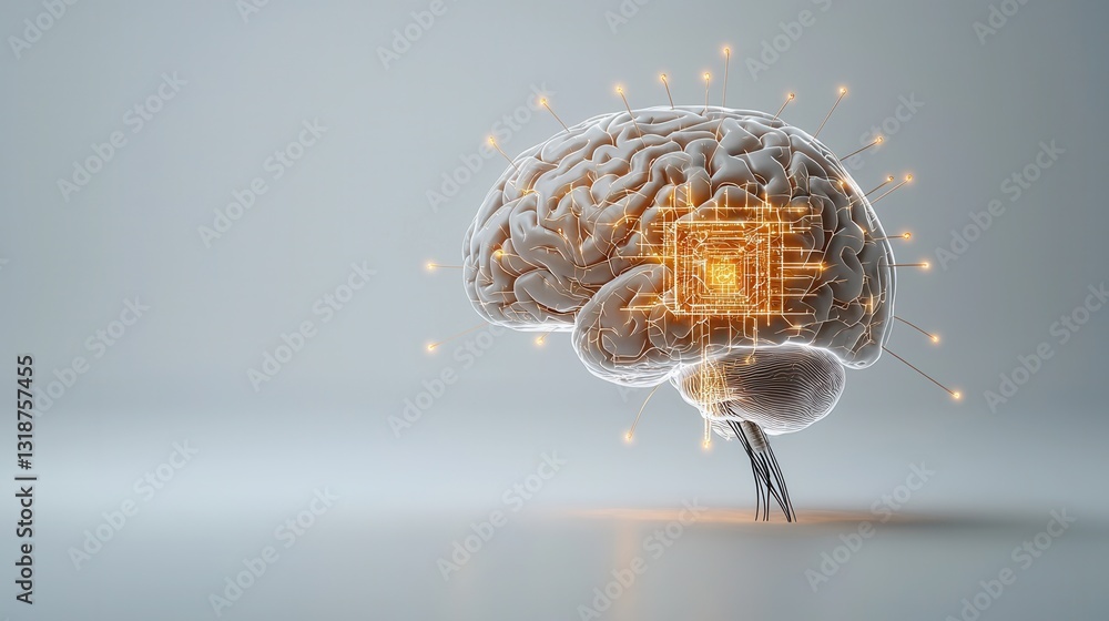 Poster hyper detailed cybernetic intelligence depiction of futuristic brain technology showcasing the compl