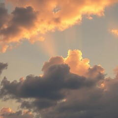 Obraz premium Softly glowing clouds illuminate the evening sky with warm gentle light, clouds, heavens, sky