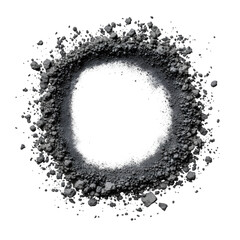 Obraz premium A circle of fine, black powder against a white background, perfect for various industrial and artistic applications.