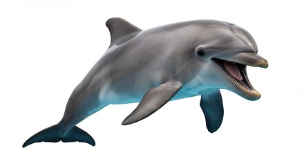 Playful dolphin leaps joyfully through bright water. AI Generated © Duc