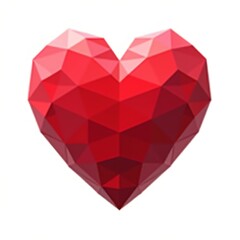 3D Red Geometric Facet Heart isolated on a white background