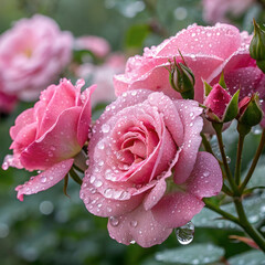 pink rose with water drops