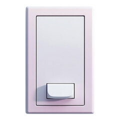 Simple white light switch plate and toggle in a modern style for electrical or control concepts isolated on a transparent background.