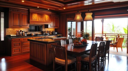 A Thai kitchen extension that harmonizes with the overall architectural style of the home.