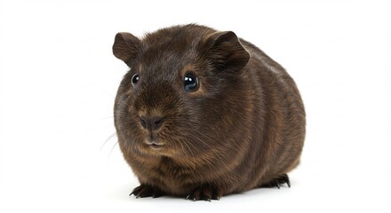 Fototapeta premium Cute brown guinea pig sits calmly bright studio lighting. AI Generated