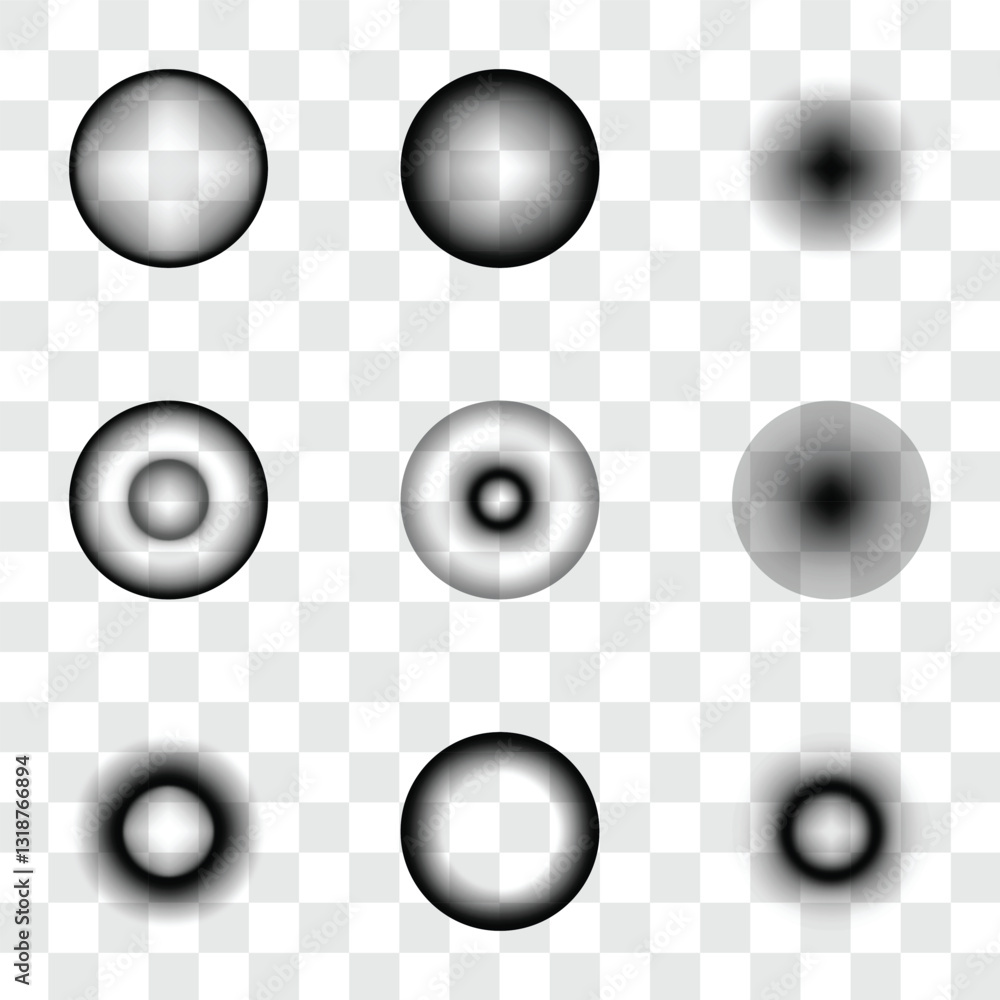 Poster abstract radial black gradient set element for graphic design