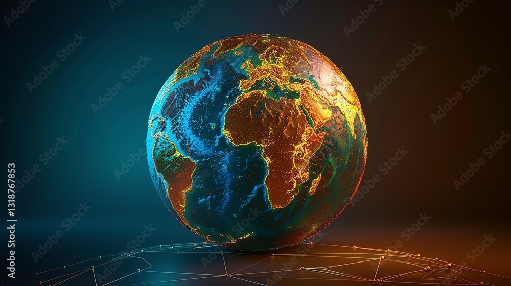 Poster a digital rendering of a glowing earth globe.