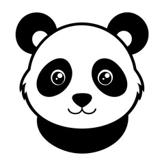 Cute Panda Head Silhouette Vector – High-Quality Black Illustration on Transparent Background