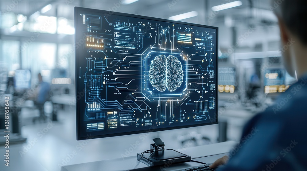 Poster cutting edge learning and deep fusion concept with futuristic digital interface showcasing the lates