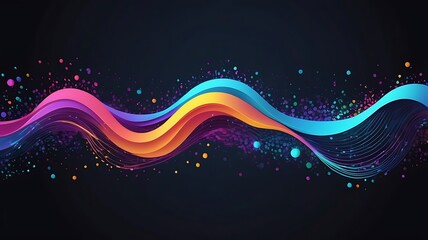 3D holographic data stream, flowing neon information particles