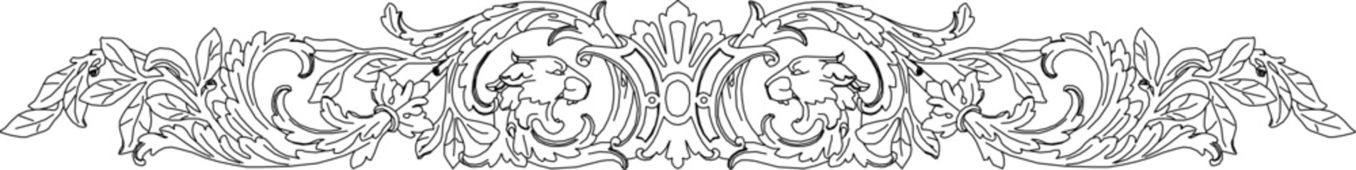 sketch vector illustration silhouette design decorative carving ornament floral decoration classic vintage ethnic