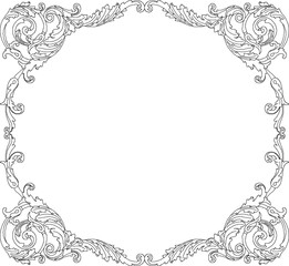 sketch vector illustration silhouette design frame decorative carving ornament floral decoration classic vintage ethnic