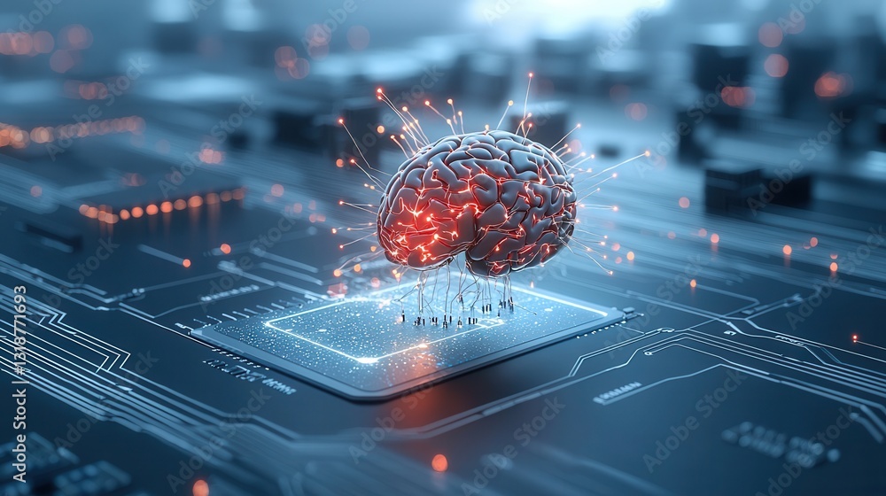 Poster mystical brain tree fusion symbolizing intelligent digital connectivity and innovation an abstract f