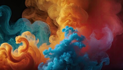 Fototapeta premium Abstract colorful smoke on black background. 7