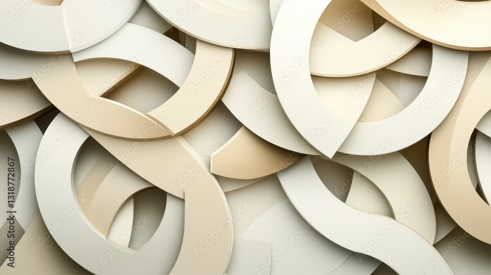 Poster modern 3d background with overlapping geometric shapes in neutral tones and subtle shadows