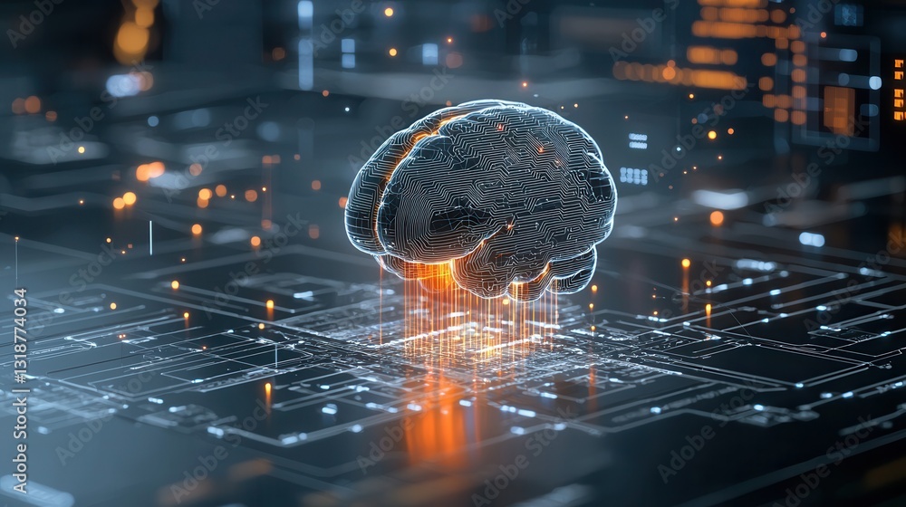 Poster neural intelligence embodied in a cyber tree with a futuristic globe this digital depicts a conceptu
