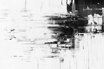Fototapeta premium Abstract futuristic cyberpunk displacement map for 3d rendering. Random distorted black white broken glitch screen background. Digital as manual, lo-fi retro video noise overlay