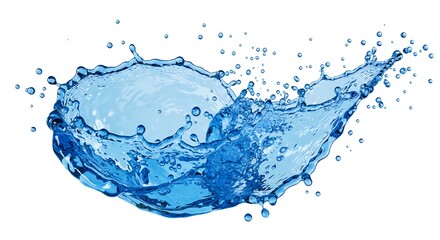 Obraz premium Dynamic Blue Water Splash Isolated on White Background. AI Generated