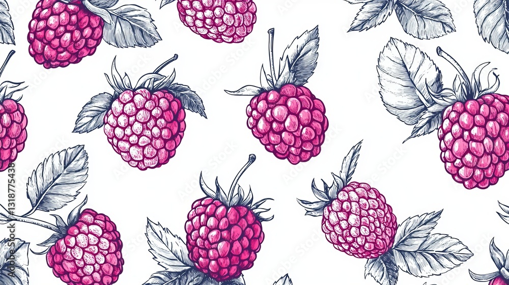 Poster minimalist raspberry vector pattern featuring a continuous line art design. perfect for modern and e