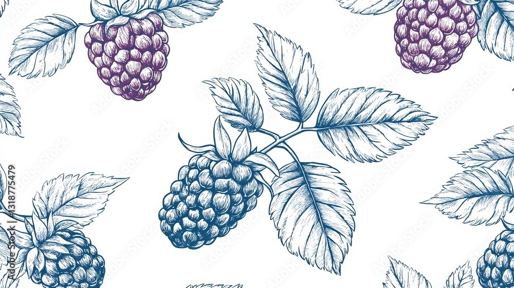 Poster minimalist raspberry vector pattern featuring a continuous line art design. perfect for modern and e