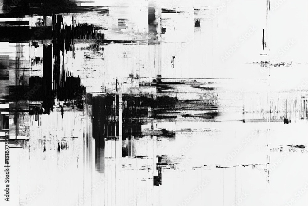 Poster abstract futuristic cyberpunk displacement map for 3d rendering. random distorted black white broken