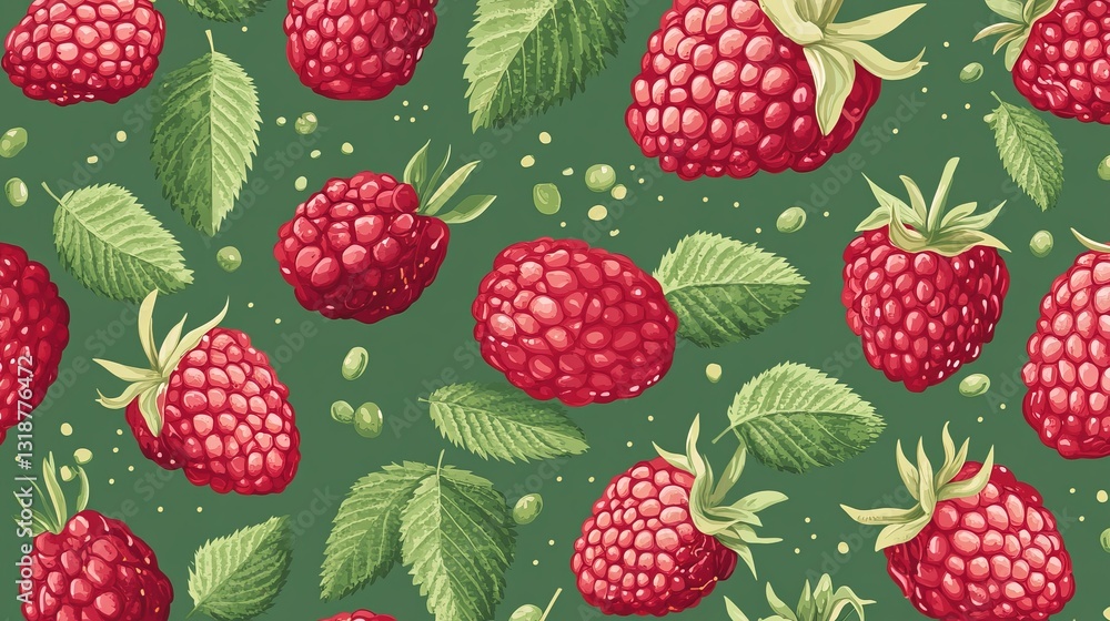 Aufkleber seamless vector pattern featuring raspberries. a simple berry-themed design, perfect for raspberry j