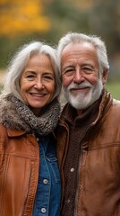 Joyful embrace an elderly couples love in nature