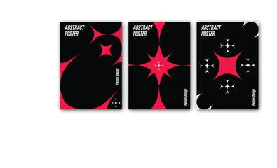 Collection of abstract poster with geometric shapes, minimal poster, flayer, abstract, geometric, black poster with red geometric shapes