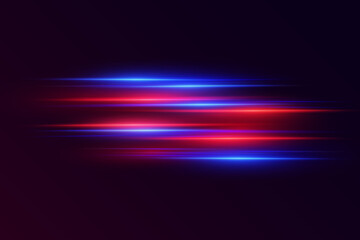 Neon light trails with the effect of speed and movement. Vector illustration