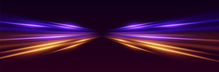 Realistic neon lines, high-speed flare of light. Vector illustration EPS10