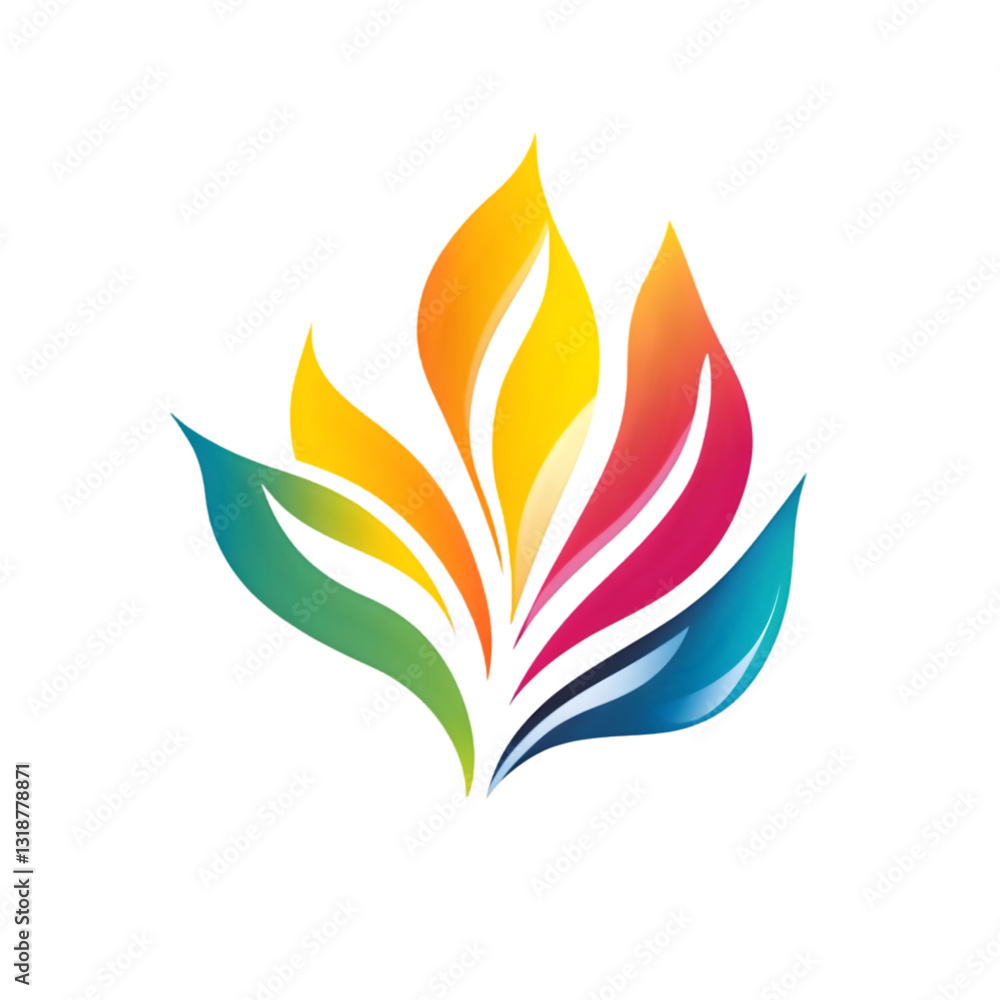 Poster a vibrant and colorful abstract design representing growth and creativity with flowing shapes and br