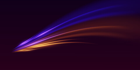 Realistic neon lines, high-speed flare of light. Vector illustration EPS10