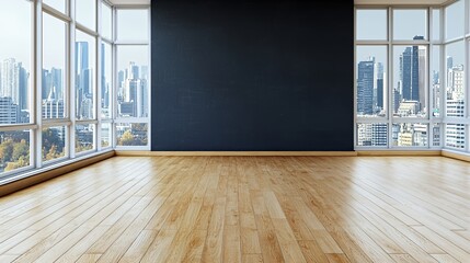 Obraz premium Empty Modern Office Room with City View