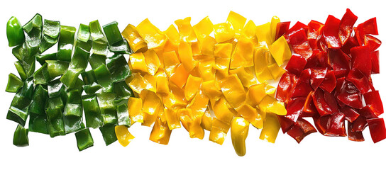 Colorful Chopped Peppers Arranged in Triangular Sections