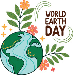 Obraz premium World Earth Day April 22 planet symbol and Happy Earth Day vector illustration