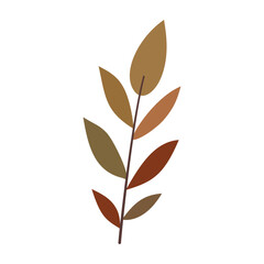 Leaves on a branch, brown. Cute illustration, vector, color, simple.