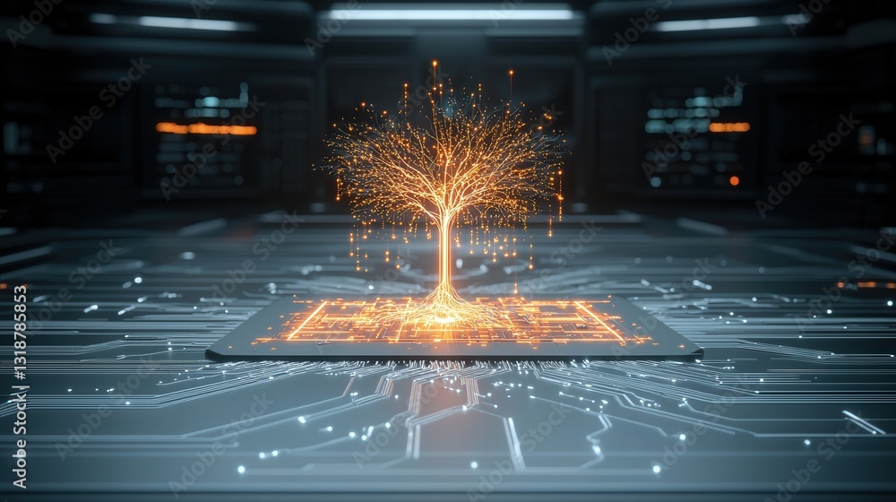 Aufkleber futuristic digital fusion of a neural brain and an explosive glowing book symbolizing the power of t