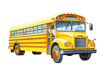 A yellow school bus isolated on transparent background