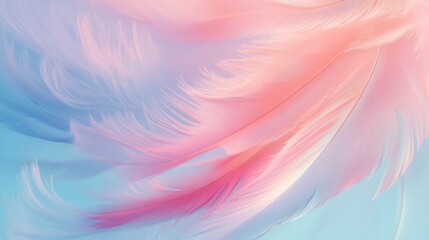 Soft pastel pink and blue feathers