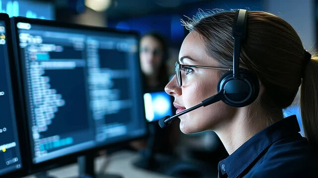 A skilled service representative efficiently manages tasks in a cutting-edge control center.