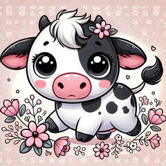 Naklejka premium Cheerful Cartoon Cow