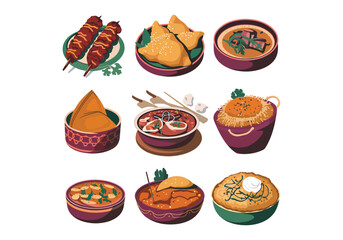 Indian Food Illustrations: Soups, Snacks Meals Vector Pack Download
