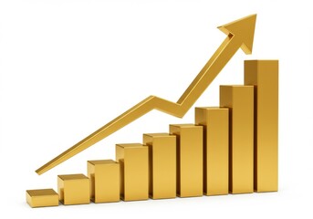 Golden rising bar chart.