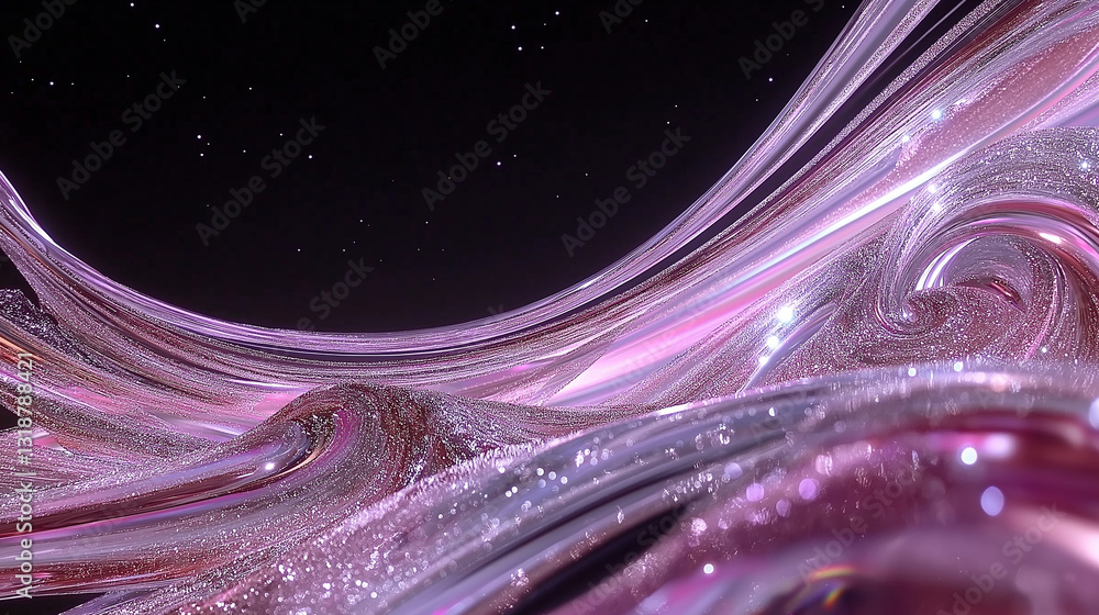 Aufkleber cosmic swirls: abstract flowing streams of shimmering color against a starlit backdrop