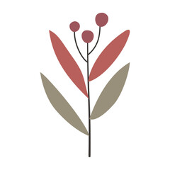 Obraz premium Red berry on a branch with leaves