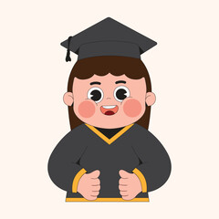Happy graduation girl cartoon illustration