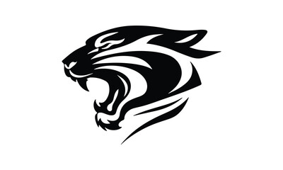 silhouette tiger face and head tittle, Tiger Face and Head Silhouette Vector, silhouette tiger 