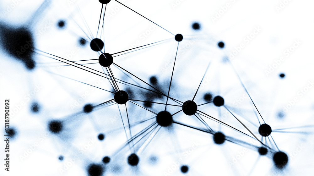Poster digital network connection: the interconnectedness of digital information, showcasing intricate node