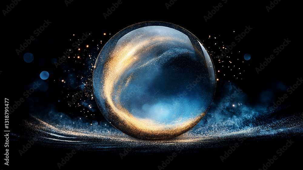 Poster mystical orb of cosmic whispers: a captivating sphere shimmers, displaying intricate celestial patte