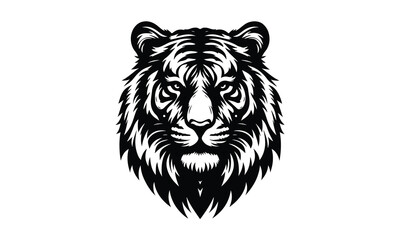 silhouette tiger face and head tittle, Tiger Face and Head Silhouette Vector, silhouette tiger 